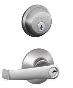 Schlage® Elan Satin Chrome Commercial Entry Door Lever And Single Cylinder Door Deadbolt