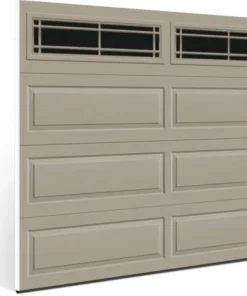 Ideal Door® Traditional 9' X 7' Sandtone Insulated Garage Door With Windows (R-Value 6.3) -SCHLAGE Sales Store 425 4808 AL ST Prairie 8x7 v2 Angle