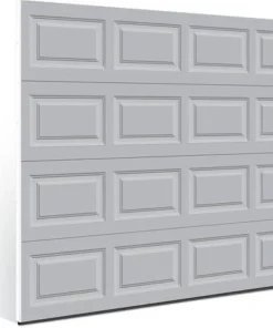 Ideal Door® Traditional 9' X 7' Gray Insulated Garage Door (R-Value 6.5) -SCHLAGE Sales Store 425 4881 ES GY NA 8x7 v2 Angle