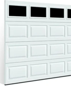 Ideal Door® Traditional 9' X 7' White Insulated Garage Door With Windows (R-Value 6.3) -SCHLAGE Sales Store 4254620 angle