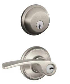 Schlage® Merano Satin Nickel Entry Door Lever And Single Cylinder Door Deadbolt