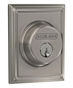 Schlage® Satin Nickel Single Cylinder Entry Door Deadbolt With Addison Trim