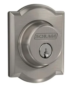 Schlage® Satin Nickel Single Cylinder Entry Door Deadbolt With Camelot Trim