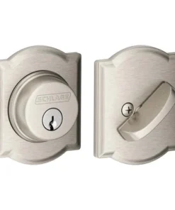 Schlage® Satin Nickel Single Cylinder Entry Door Deadbolt With Camelot Trim -SCHLAGE Sales Store 4404651 LS