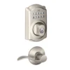 Schlage® Accent Satin Nickel Door Lever With Camelot Trim And Keypad Door Deadbolt -SCHLAGE Sales Store BE365CAM619 EXT ACC