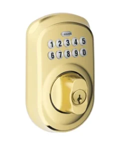 Schlage® Plymouth Bright Brass Electronic Entry Door Deadbolt