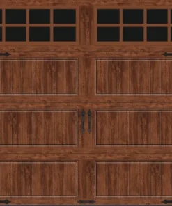 Ideal Door® Designer 9' X 7' Oak Dark Insulated Garage Door With Windows (R-Value 6.5)