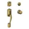 Schlage® Camelot Antique Brass Entry Door Knob Handleset And Single Cylinder Door Deadbolt -SCHLAGE Sales Store F60CAM609 GEO