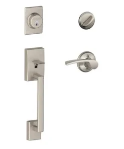 Schlage® Century Satin Nickel Entry Door Lever Handleset And Single Cylinder Door Deadbolt