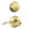 Schlage® Accent Bright Brass Entry Door Lever And Single Cylinder Door Deadbolt -SCHLAGE Sales Store FB50ACC605 EXT SL