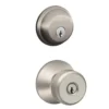 Schlage® Bowery Satin Nickel Entry Door Knob And Single Cylinder Door Deadbolt -SCHLAGE Sales Store FB50BWE619 EXT SL