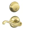 Schlage® Flair Bright Brass Entry Door Lever And Single Cylinder Door Deadbolt -SCHLAGE Sales Store FB50FLA605 EXT SL
