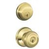 Schlage® Georgian Bright Brass Entry Door Knob And Single Cylinder Door Deadbolt -SCHLAGE Sales Store FB50GEO605 EXT SL