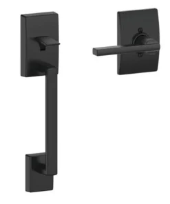 Schlage® Century Matte Black Lower Half Door Handleset And Latitude Door Lever With Century Trim