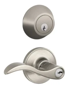 Dexter By Schlage Dexter® By Schlage® Seville Satin Nickel Entry Door Lever And Single Cylinder Door Deadbolt