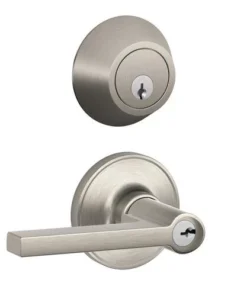 Dexter By Schlage Dexter® By Schlage® Solstice Satin Nickel Entry Door Lever And Single Cylinder Door Deadbolt