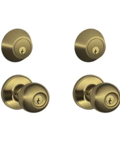 Dexter By Schlage Dexter® By Schlage® Corona Antique Brass Entry Door Knob And Single Cylinder Door Deadbolt