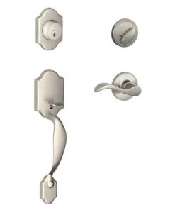 Dexter By Schlage Dexter® By Schlage® Paris Satin Nickel Entry Door Lever Handleset And Single Cylinder Door Deadbolt