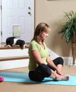 PetSafe® Freedom 8.25" X 12.25" Medium Premium White Aluminum Pet Door -SCHLAGE Sales Store PPA00 10860FreedomAluminumPetDoorScene2